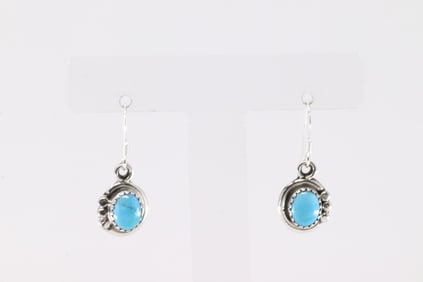 Native America Navajo Sterling Silver Turquoise Dangling Earring's By Rita Largo.