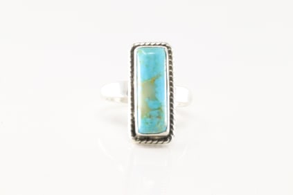Native America Navajo Sterling Silver Turquoise Ring By J.
