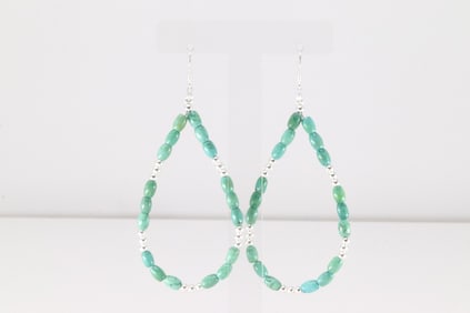 Native America Navajo Sterling Silver Turquoise / Beaded Dangling Earring's.