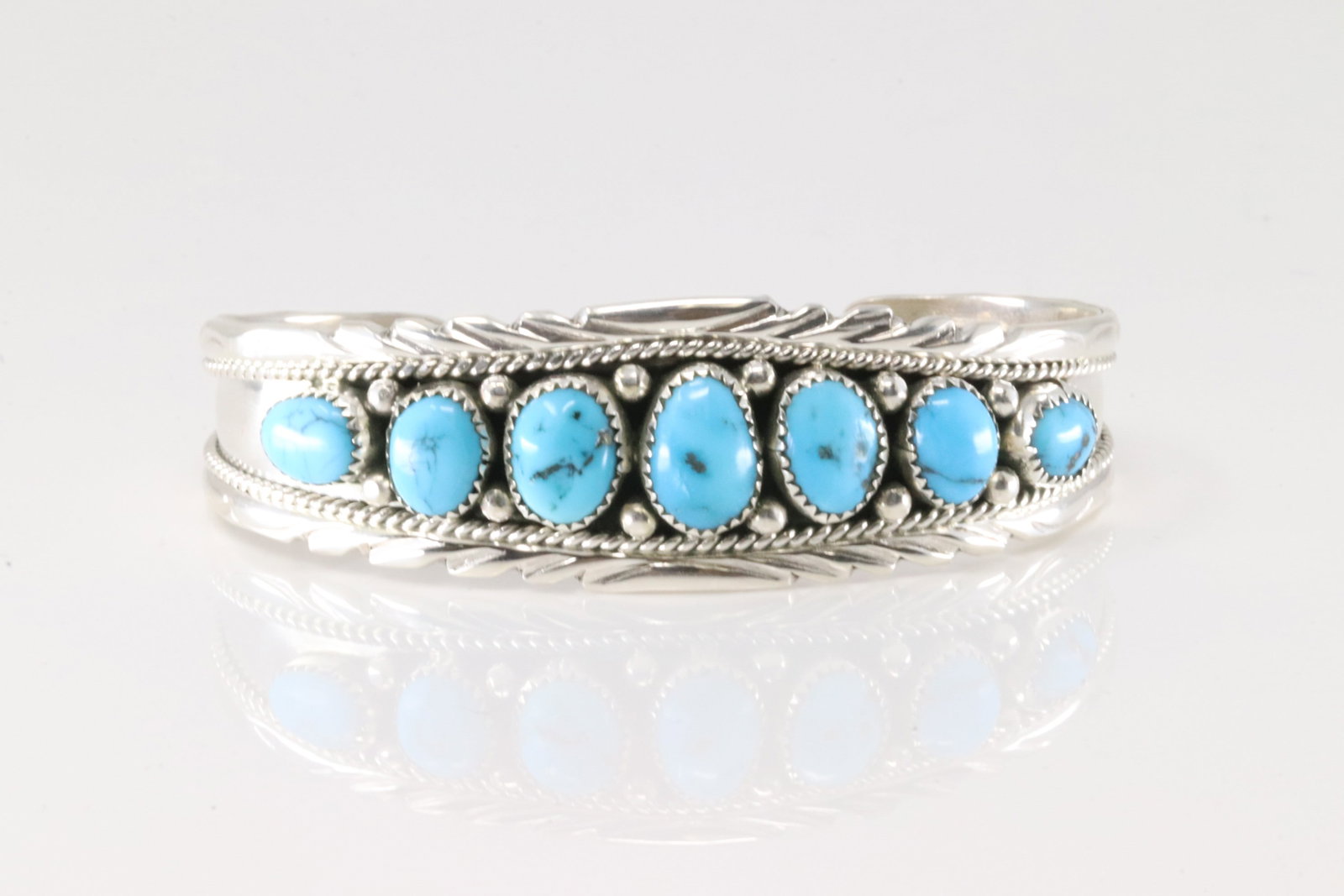 Native America Navajo Sterling Silver Kingman Turquoise Bracelet Cuff ...