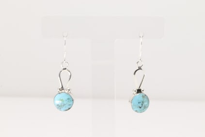 Native America Navajo Sterling Silver Turquoise Dangling Earring's By Sadie Jim.