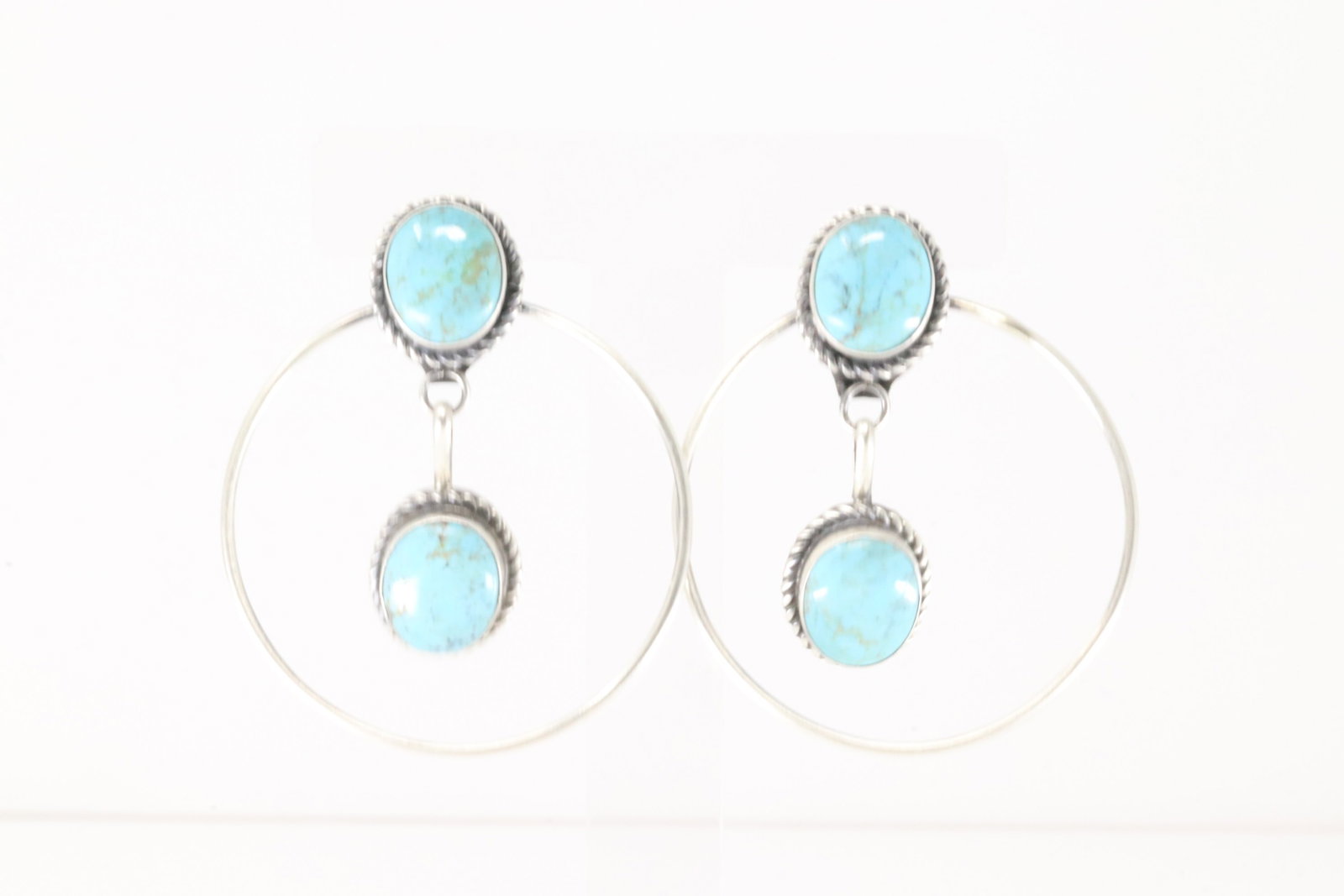 Native America Navajo Sterling Silver Kingman Turquoise Post Earring's By Judith Dixon.: This is a Native America Navajo Sterling Silver Kingman Turquoise Post Earring's By Judith Dixon.