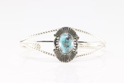 Native America Navajo Sterling Silver Turquoise Bracelet Cuff By Jimmy Garcia.