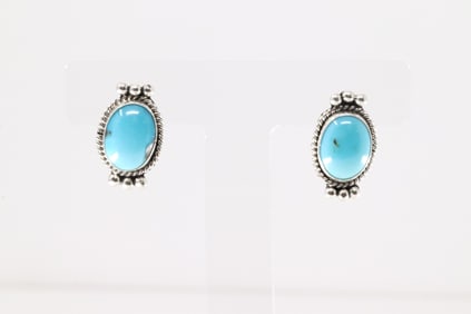 Native America Navajo Sterling Silver Turquoise Post Earring's By Rena Begay.