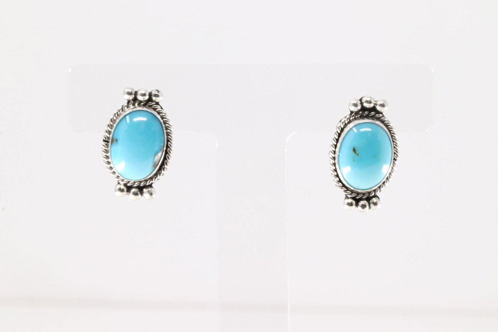 Native America Navajo Sterling Silver Turquoise Post Earring's By Rena Begay.: This is a Native America Navajo Sterling Silver Turquoise Post Earring's By Rena Begay.