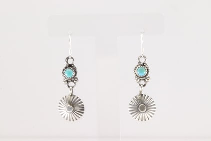 Native America Navajo Sterling Silver Turquoise Dangling Earring's By Jerold Joe.