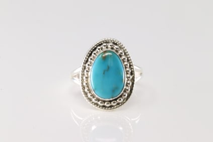 Native America Navajo Sterling Silver Turquoise Ring By B.Begay.