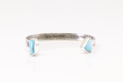 Native America Zuni Sterling Silver Turquoise Bracelet By Jude Candelaria.