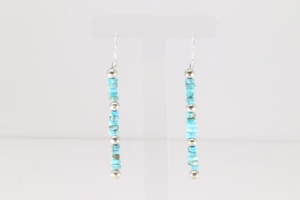 Native America Navajo Sterling Silver Turquoise / Beaded Dangling Earring's.