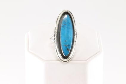Native America Navajo Sterling Silver Turquoise Ring By Harold Becenti.