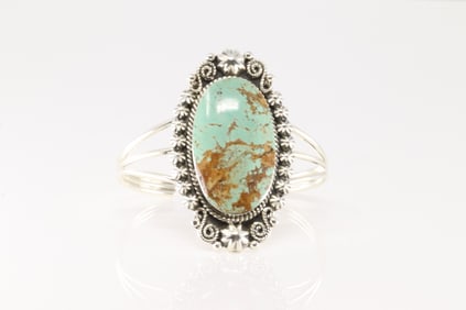 Native America Navajo Sterling Silver Turquoise Bracelet Cuff By Jennifer Cayaditto.