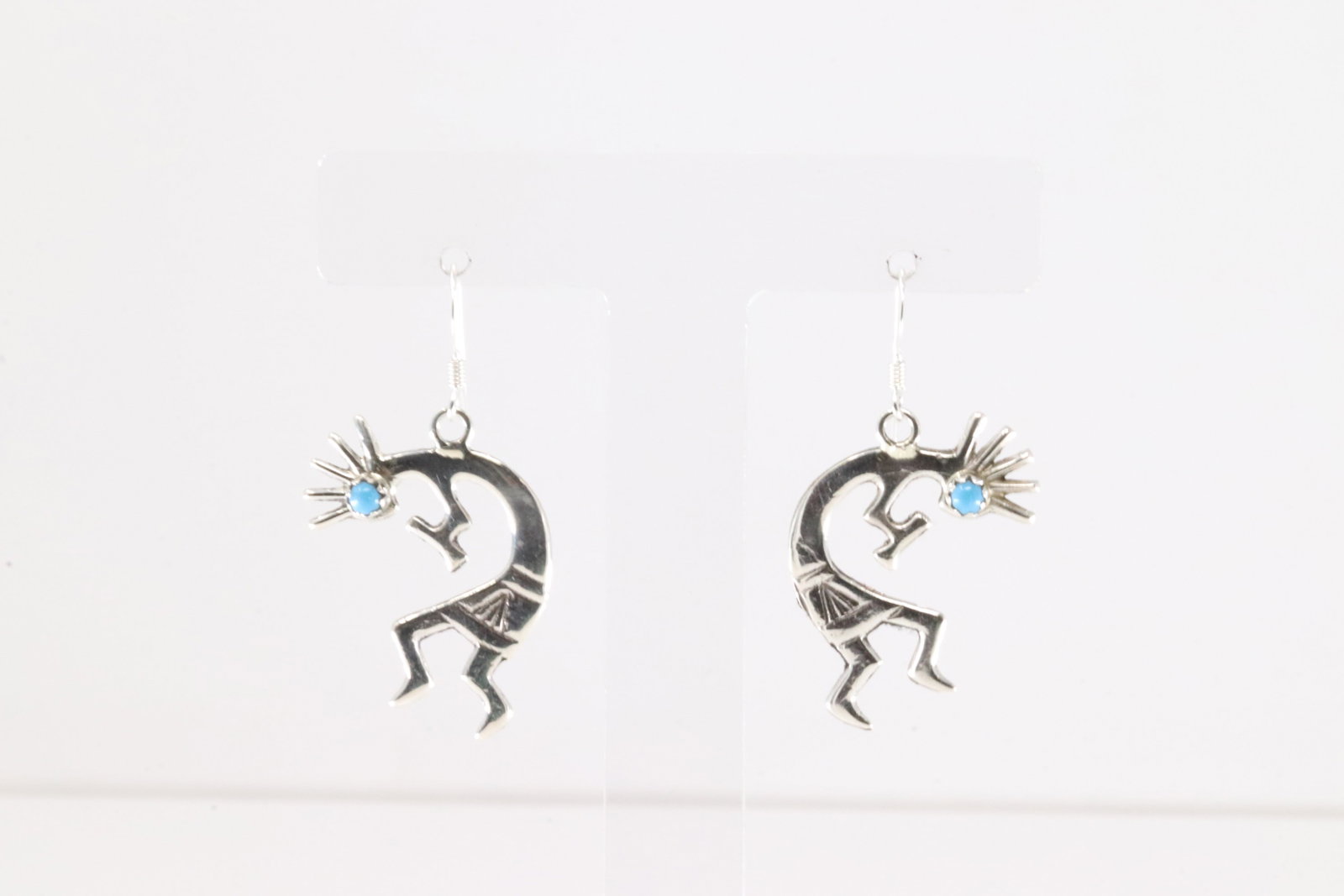 Native America Navajo Sterling Silver Turquoise Kokopelli Dangling Earring's By Lorraine Chee.: This is a Native America Navajo Sterling Silver Turquoise Kokopelli Dangling Earring's By Lorraine Chee.