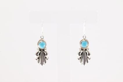 Native America Navajo Sterling Silver Turquoise Dangling Earring's By Verley Betone.