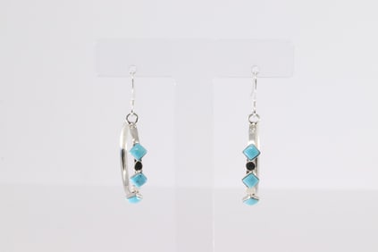 Native America Navajo Sterling Silver Turquoise Dangling Earring's By Phyllis A.Smith.