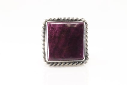 Native America Navajo Sterling Silver Purple Spiny Oyster Ring By A.L.