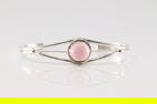 Native America Navajo Sterling Silver Pink Conch Shell Bracelet Cuff.
