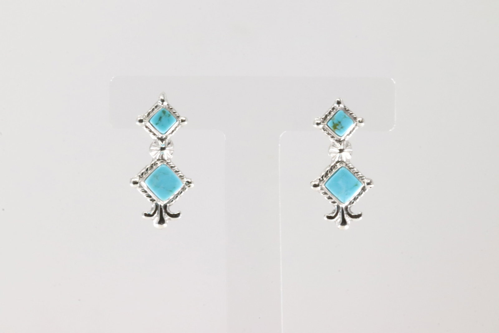 Native America Navajo Sterling Silver Turquoise Post Earring's By Sadie Jim.: This is a Native America Navajo Sterling Silver Turquoise Post Earring's By Sadie Jim.