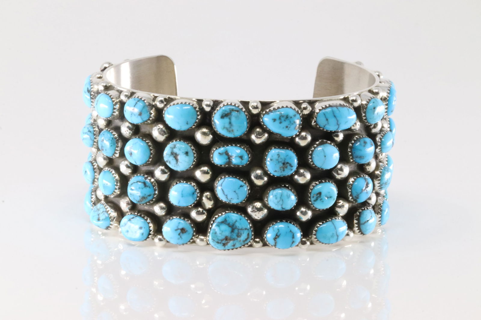Native America Navajo Sterling Silver Kingman Turquoise Bracelet Cuff By Darlene Begay. (1 of 5)