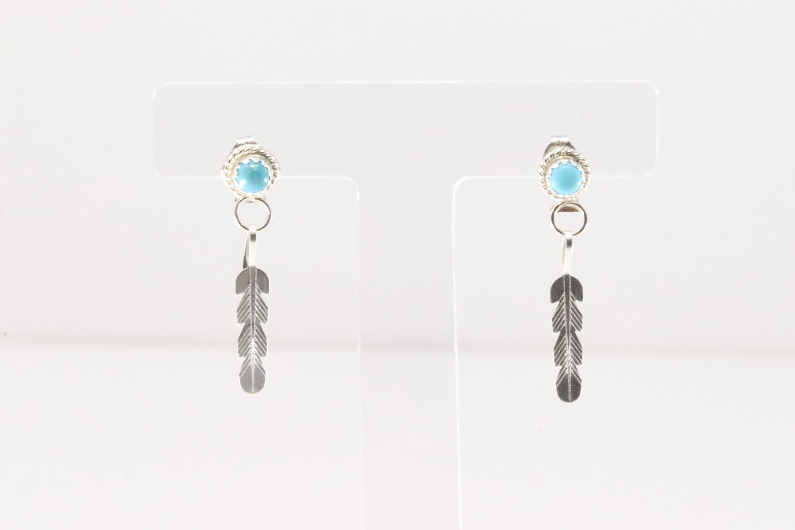 Native America Navajo Sterling Silver Turquoise Post / Dangling Earring's By Esther White.: This is a Native America Navajo Sterling Silver Turquoise Post / Dangling Earring's By Esther White.