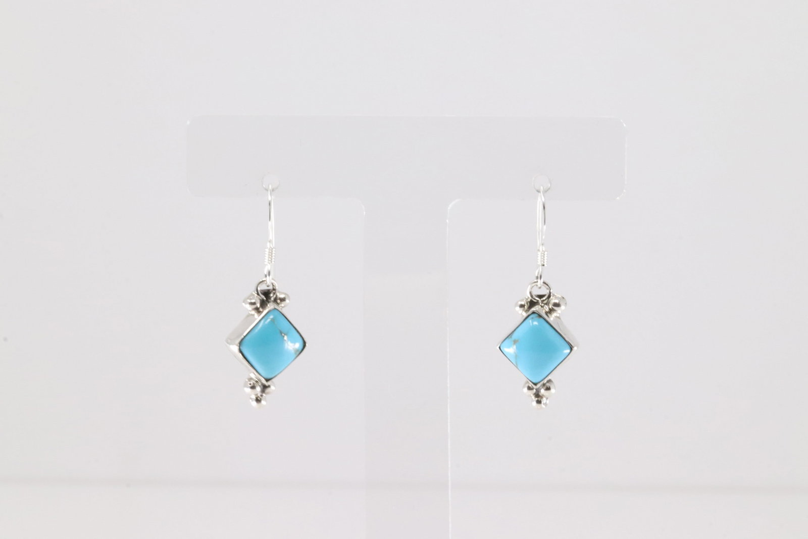 Native America Navajo Sterling Silver Turquoise Dangling Earring's By Sharon McCarthy.: This is a Native America Navajo Sterling Silver Turquoise Dangling Earring's By Sharon McCarthy.