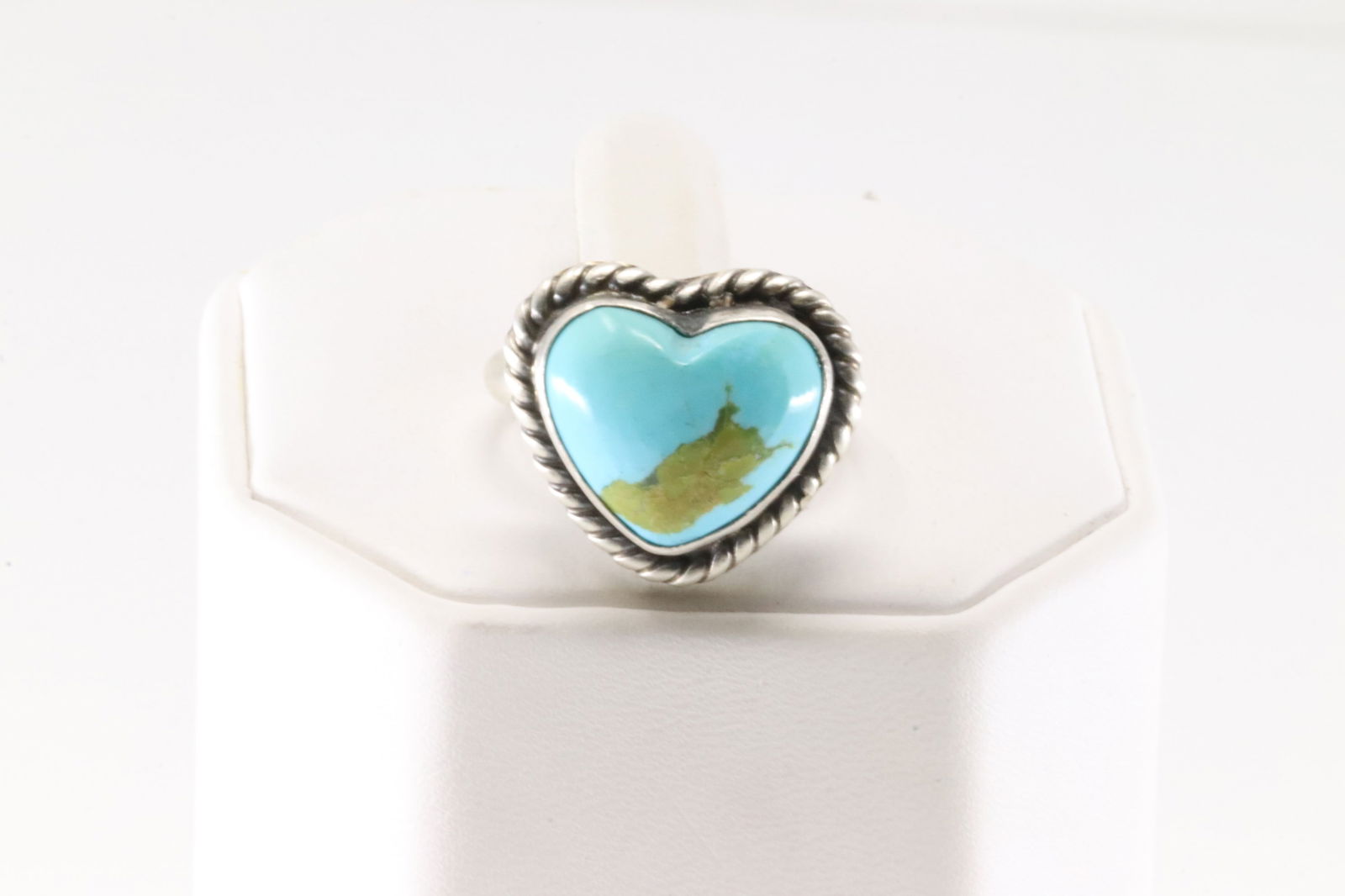 Native America Navajo Sterling Silver Turquoise Heart Ring By A.L. (1 of 4)