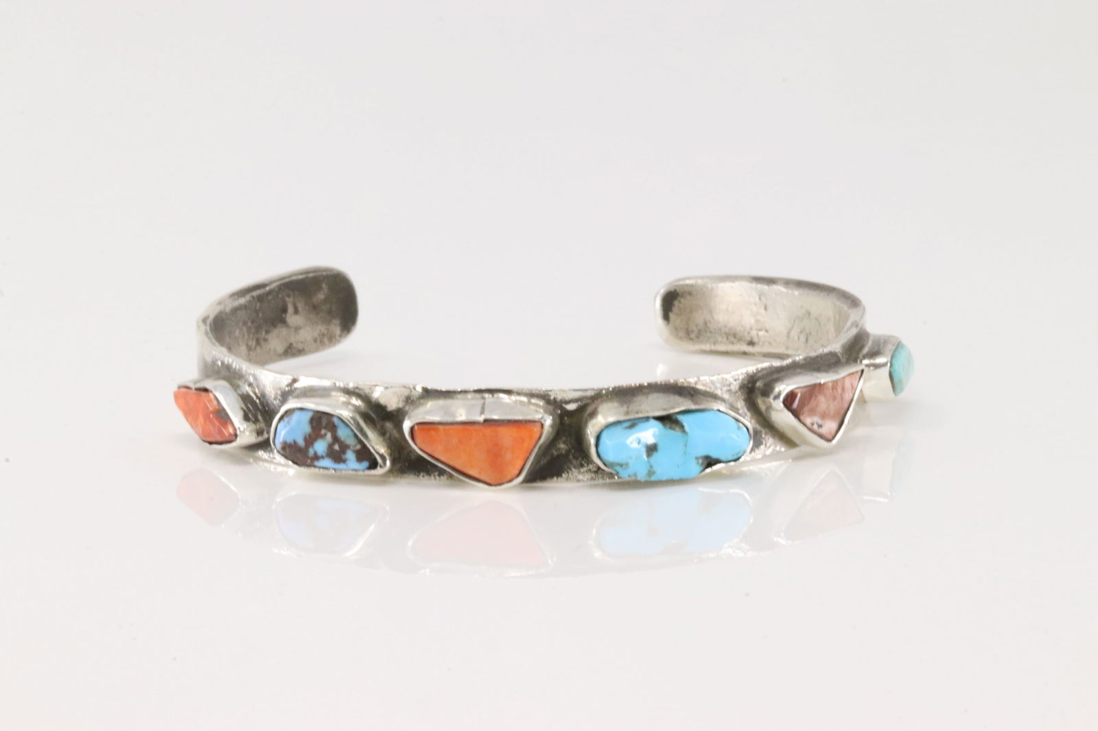 Native America Zuni Sterling Silver Multi-Colro Stone Bracelet Cuff By Jude Candelaria. (1 of 4)