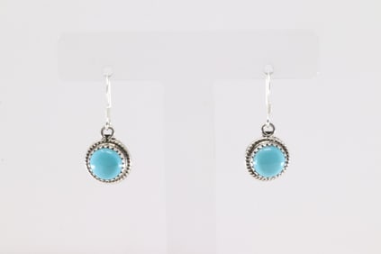 Native America Navajo Sterling Silver Turquoise Dangling Earring's By Sharon McCarthy.