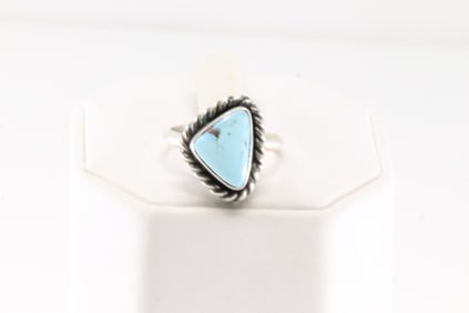 Native America Navajo Sterling Silver Golden Hill Turquoise Ring By Dixon.