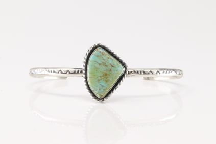 Native America Navajo Sterling Silver Turquoise Bracelet Cuff By D.