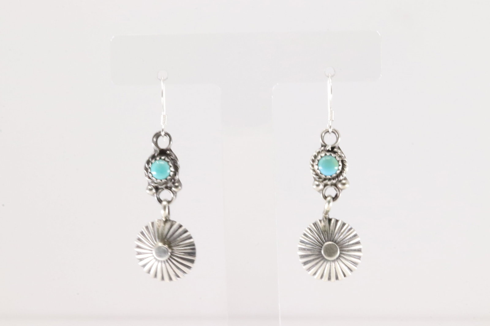 Native America Navajo Sterling Silver Turquoise Dangling Earring's By Jerold Joe.: This is a Native America Navajo Sterling Silver Turquoise Dangling Earring's By Jerold Joe.