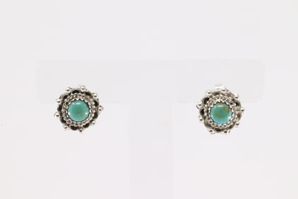 Native America Navajo Sterling Silver Turquoise Post Earring's By Emery Spencer.