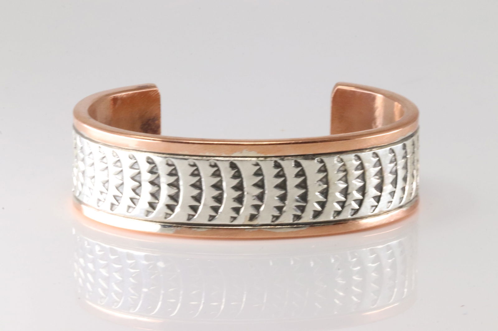 Native America Navajo Sterling Silver Copper Bracelet Cuff By Wylie Secatero. (1 of 4)