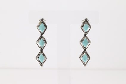 Native America Navajo Sterling Silver Turquoise Post Earring's By Ryntanna Yazzie.
