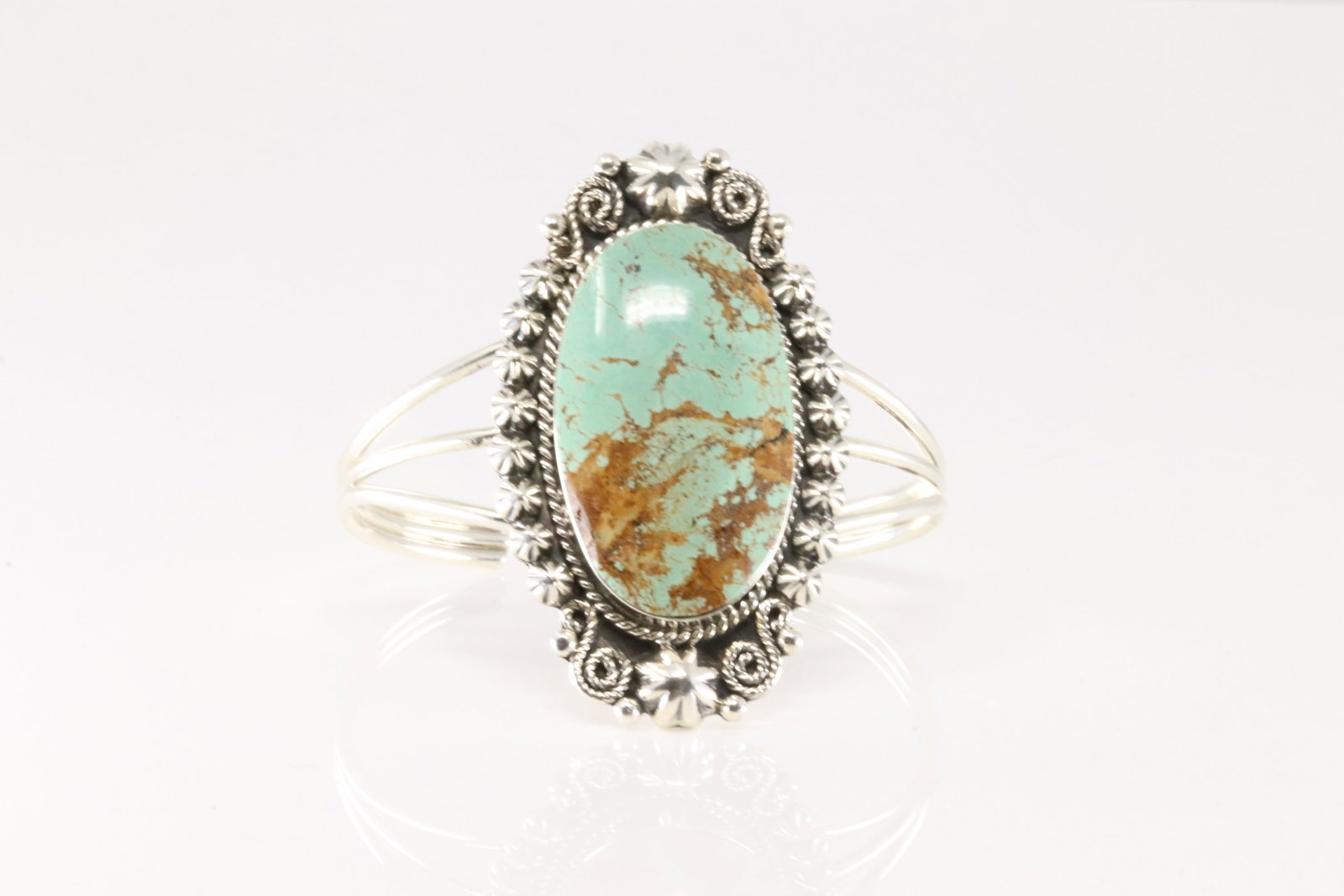Native America Navajo Sterling Silver Turquoise Bracelet Cuff By Jennifer Cayaditto.: This is a Native America Navajo Sterling Silver Turquoise Bracelet Cuff By Jennifer Cayaditto.