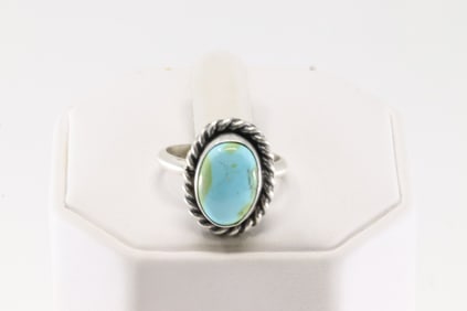 Native America Navajo Sterling Silver Sonora Gold Turquoise Ring By Dixon.