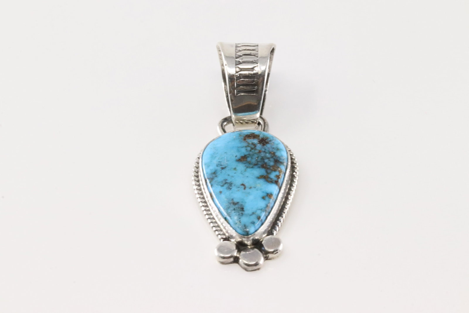 Native America Navajo Sterling Silver Turquoise Pendant By Sharon McCarthy.: This is a Native America Navajo Sterling Silver Turquoise Pendant By Sharon McCarthy.