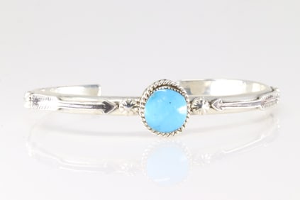 Native America Navajo Sterling Silver Turquoise Bracelet Cuff By Brandon Belin.