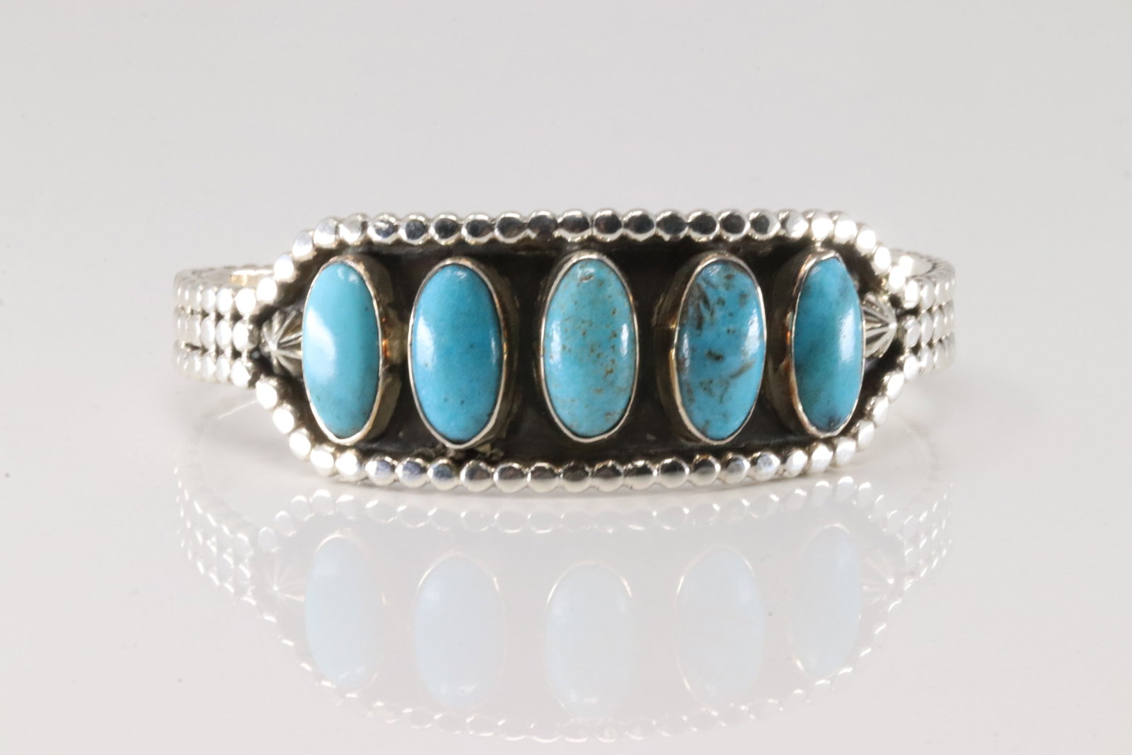 Native America Navajo Sterling Silver Turquoise Bracelet Cuff By D.N.: This is a Native America Navajo Sterling Silver Turquoise Bracelet Cuff By D.N.