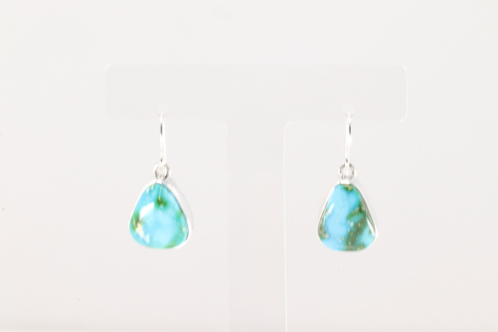 Native America Navajo Sterling Silver Sonora Gold Turquoise Dangling Earring's By T.: This is a Native America Navajo Sterling Silver Sonora Gold Turquoise Dangling Earring's By T.