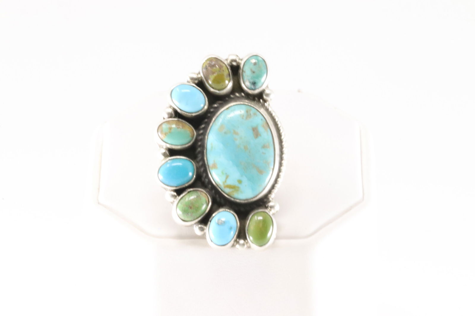 Native America Navajo Sterling Silver Kingman Turquoise Ring By Geraldine James. (1 of 4)