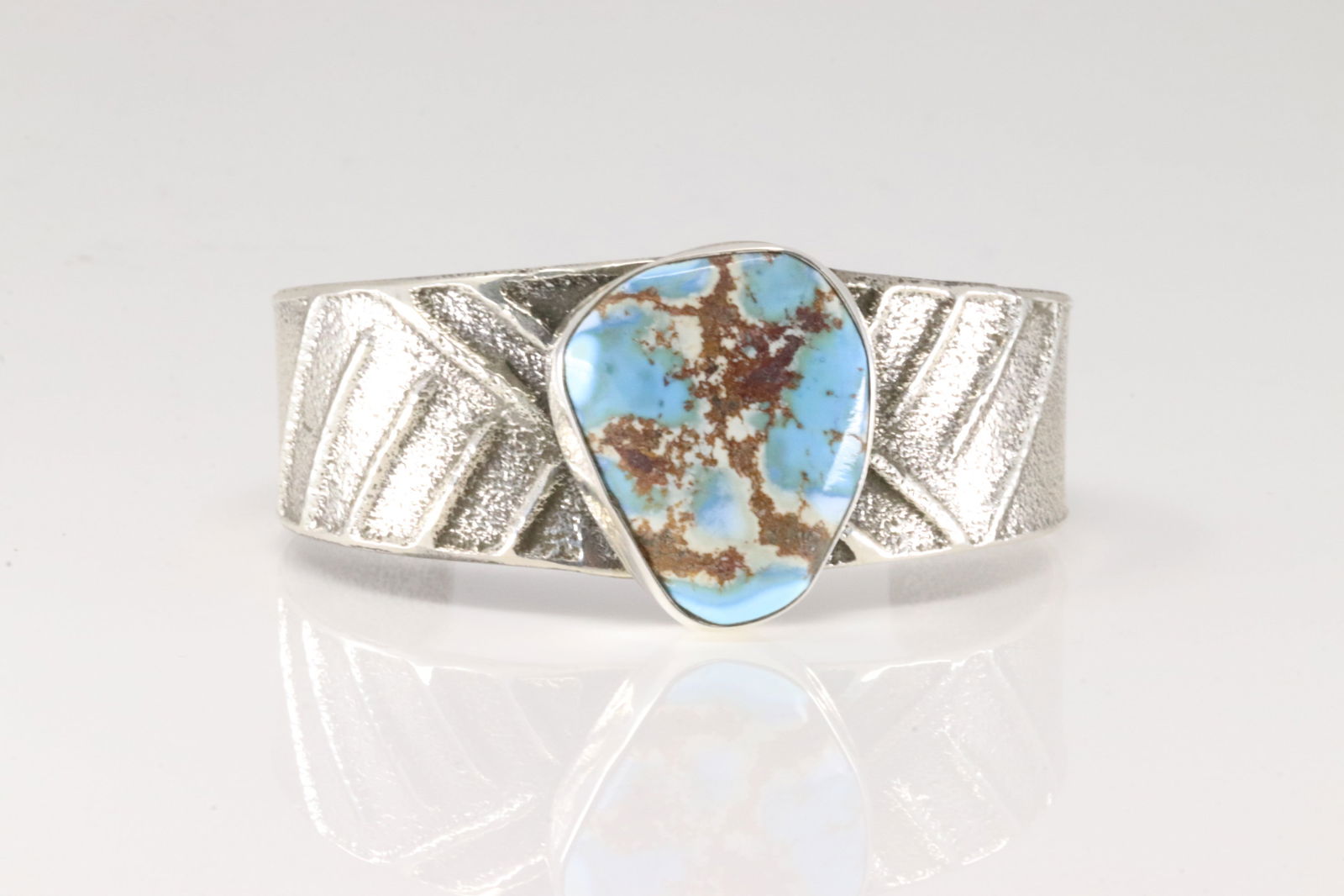 Native America Zuni Sterling Silver Turquoise Bracelet Cuff By Jude Candelaria. (1 of 4)