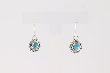 Native America Navajo Sterling Silver Turquoise Dangling Earring's By Robert Martinez.