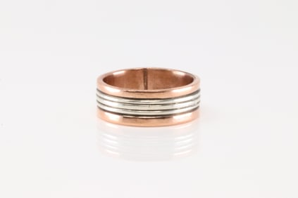 Native America Navajo Sterling Silver Copper Ring By Wylie Secatero.