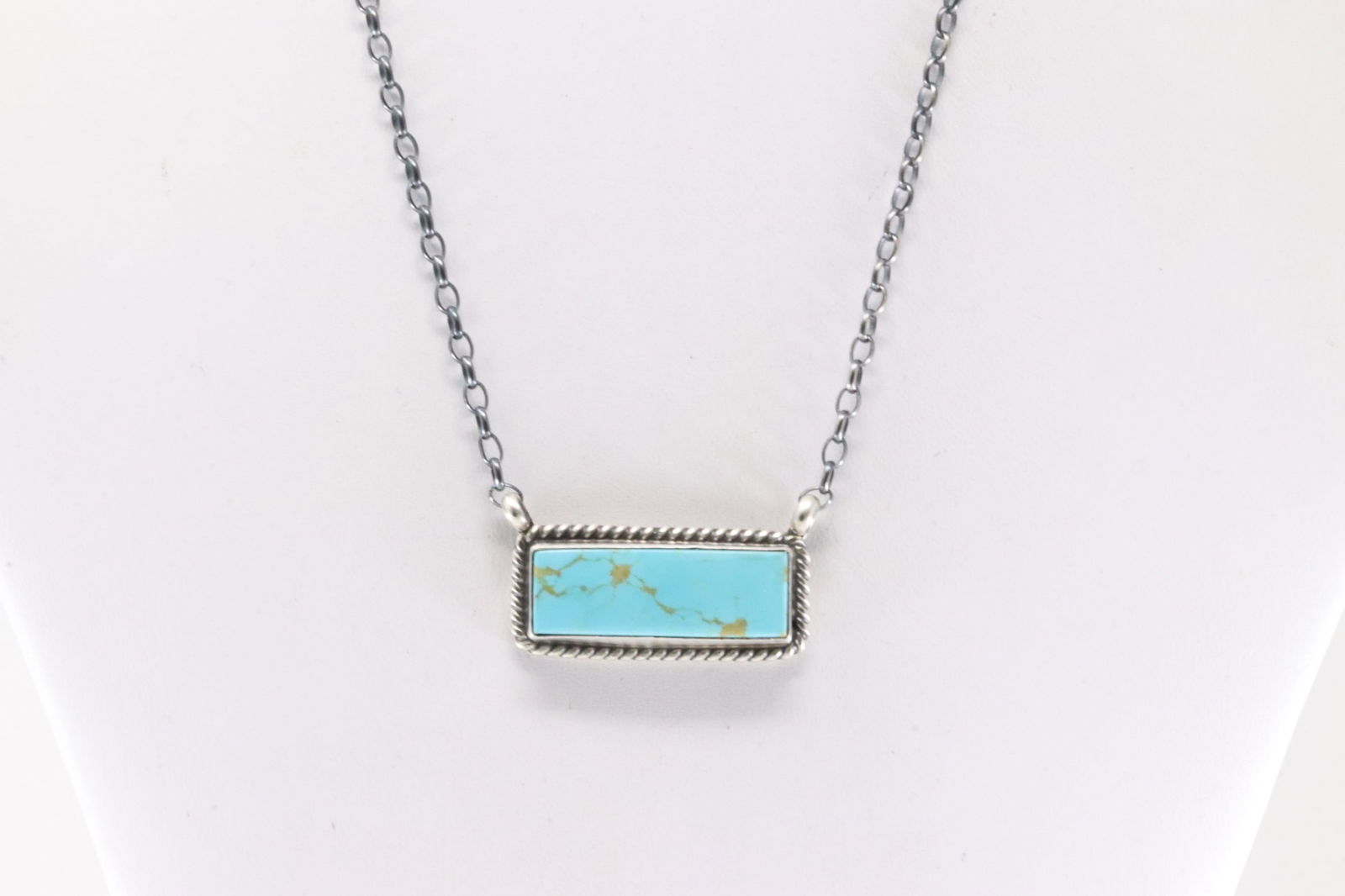 Native America Navajo Sterling Silver Kingman Turquoise Nceklace By Elouise Kee. (1 of 4)