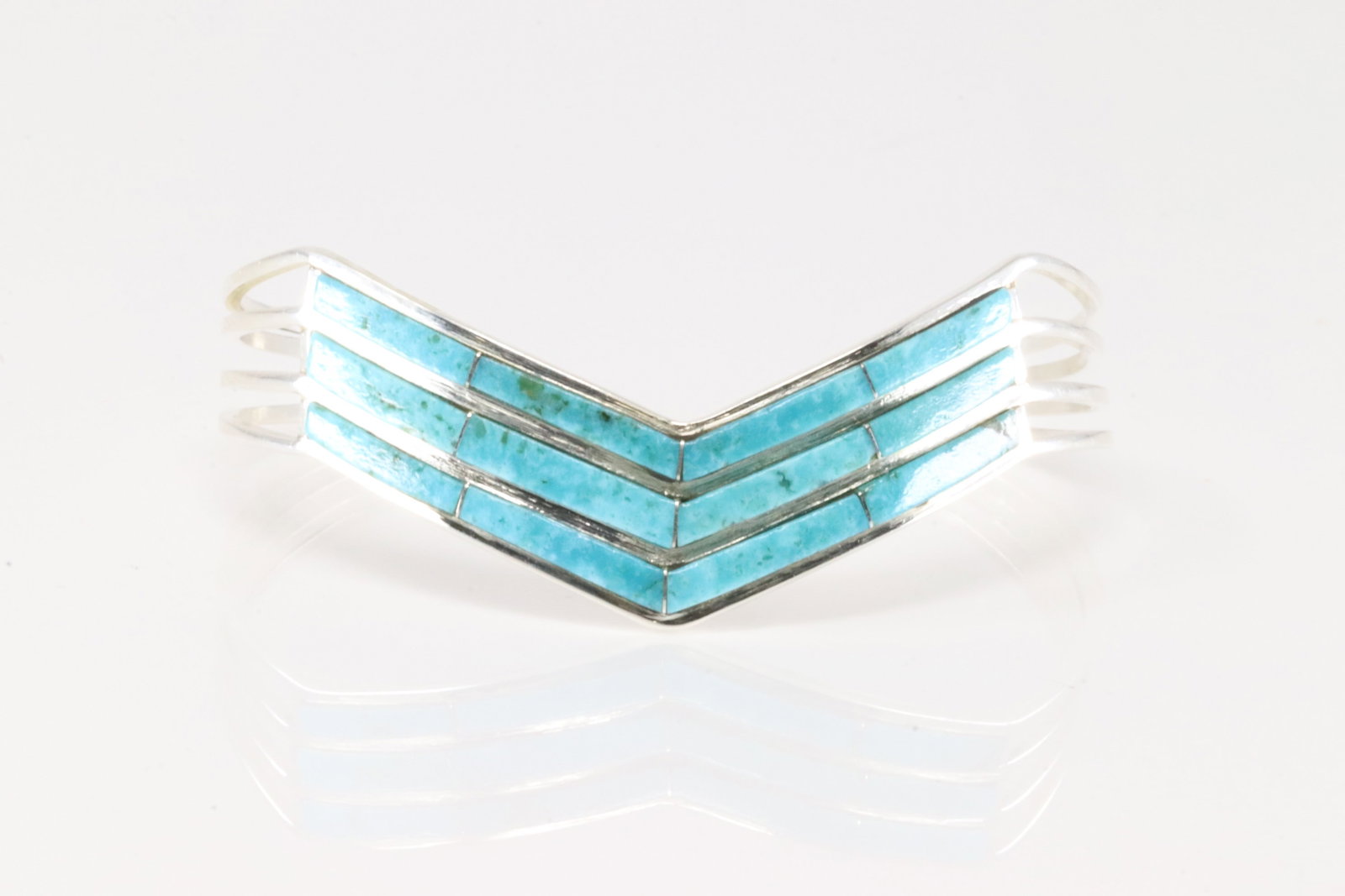 Native America Navajo Sterling Silver Turquoise Inlay Bracelet Cuff By Jamie Johnsnon.: This is a Native America Navajo Sterling Silver Turquoise Inlay Bracelet Cuff By Jamie Johnsnon.
