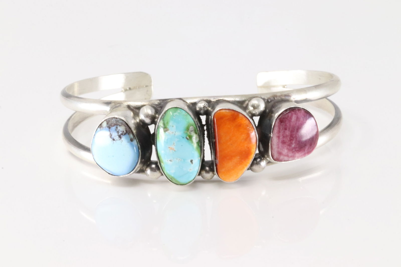 Native America Navajo Sterling Silver Multi-Color Stone Bracelet Cuff By Augustine Largo. (1 of 4)