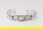 Native America Navajo Sterling Silver Stamped Star Bracelet Cuff By Thomas Yazzie.