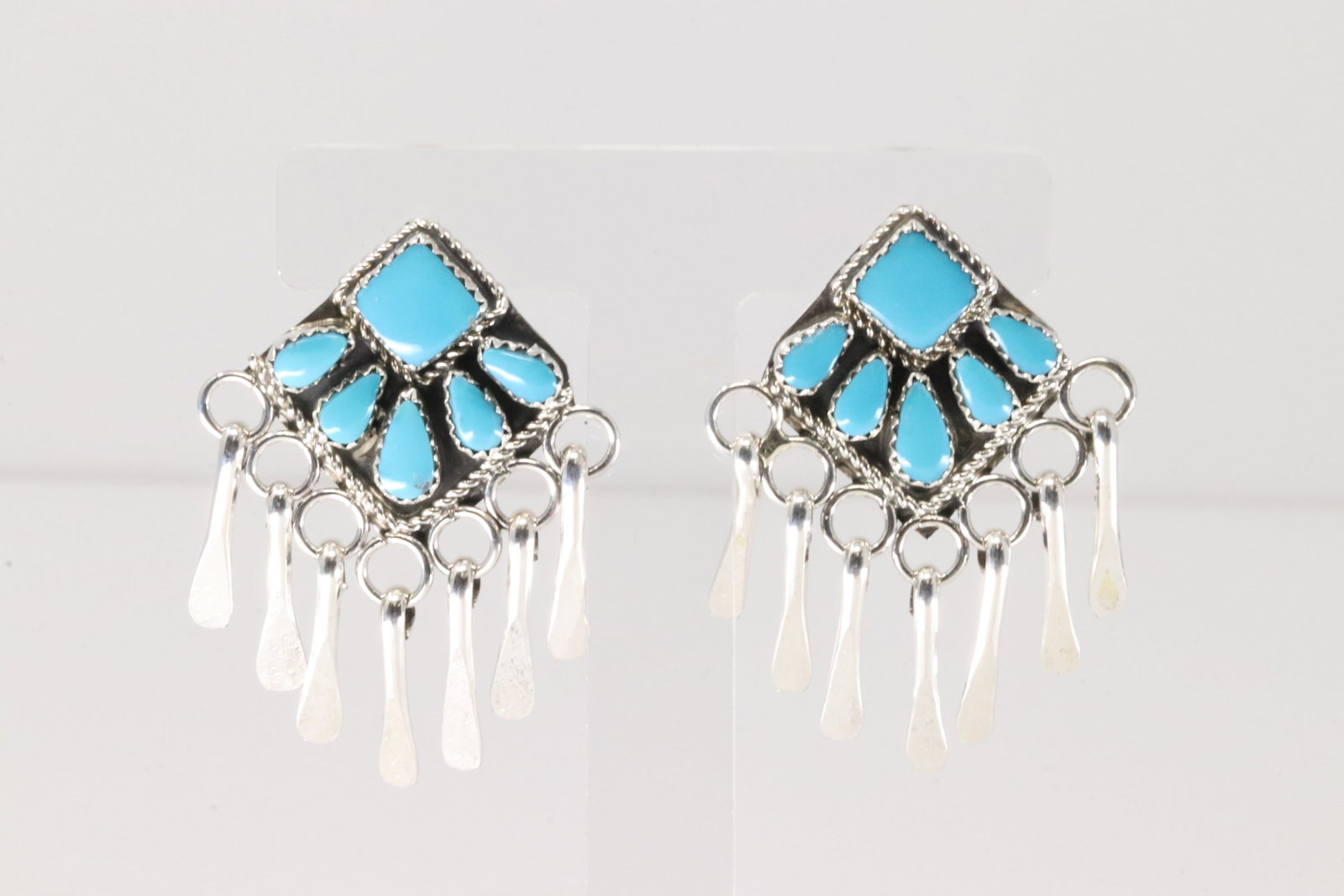 Native America Navajo Sterling Silver Kingman Turquoise Post Earring's By Alicia Wilson.: This is a Native America Navajo Sterling Silver Kingman Turquoise Post Earring's By Alicia Wilson.
