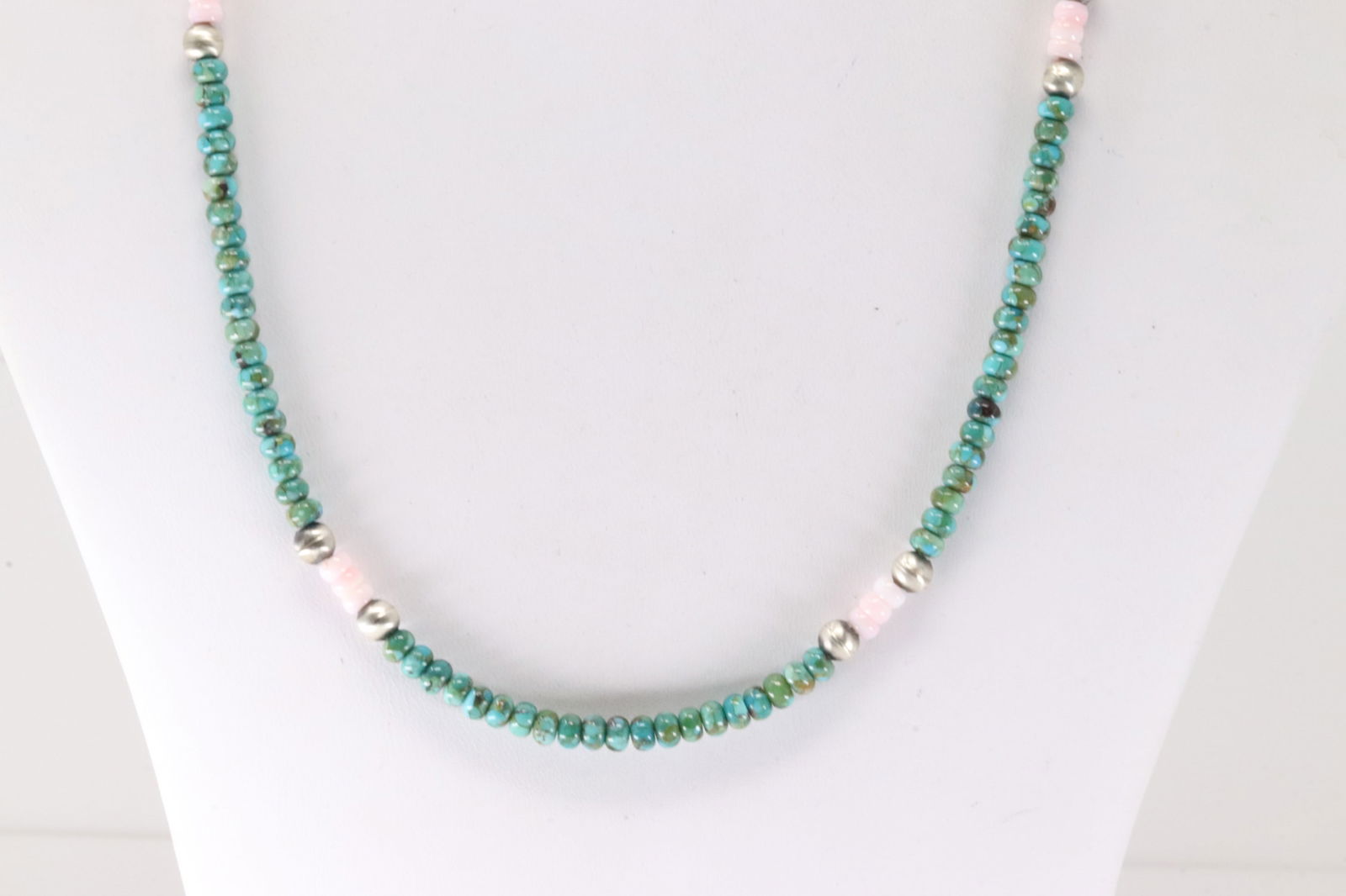 Native America Navajo Sterling Silver  Pink Conch Shell & Turquoise Necklace. (1 of 3)