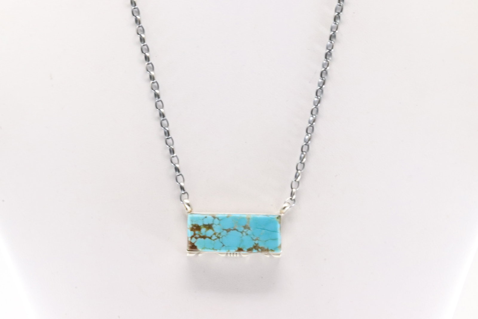Native America Navajo Sterling Silver Number 8 Turquoise Necklace By Steve Francisco.: This is a Native America Navajo Sterling Silver Number 8 Turquoise Necklace By Steve Francisco. Necklace length: 16.00"